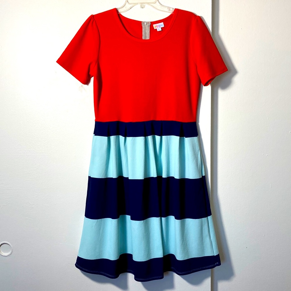 LuLaRoe Blue and Red Amelia Dress Size XL